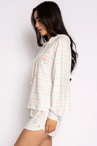 Women's ivory and multi-stripe pullover hoodie – P.J. Salvage