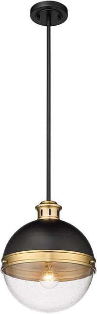 Millennium Lighting Ellmira 1 Light Pendant in Matte Black/Aged Brass with Clear Seedy Glass Shades - Amazon.com