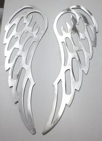 Lot of 2 ANGEL WINGS 12" Brushed Finish Metal Wall Art Stencil Craft #Craft