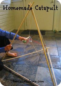 homemade catapult for the Girl Scouts Entertainment Technology Junior badge