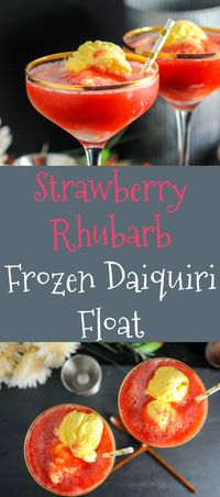 Strawberry Rhubarb Frozen Daiquiri Ice Cream Float Recipe, #cocktail #frozen #icecream #strawberry #desserts