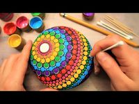 (267) EASY Dot Art Mandala Rock Painting Using ONLY Qtip Toothpick Pencil Lip Balm tool | How To Lydia May - YouTube