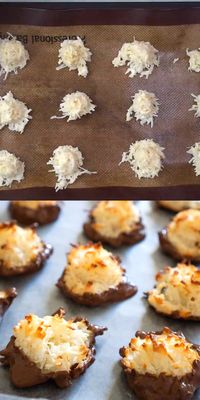 This easy coconut macaroon recipe is even better dipped in delicious chocolate! Only six ingredients and ready in an hour! #dessert #chocolate #coconut #recipe