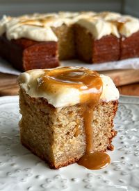 Salted Caramel Brown Butter Banana Snack Cake — Well Made by Kiley