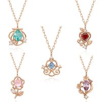 Disney Princess Series Necklace Rose Gold Jewelry Snow White Rapunzel Ariel Cinderella Belle Sweet