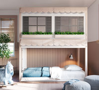 Watch imaginations bloom with our enchanting Garden Cottage bunk bed: parents will appreciate its cute scalloped detailing, cottage-inspired shutters, and neutral distressed finish, while kids will love filling the two attached window boxes with flowers, lights, holiday garlands – the possibilities are endless!