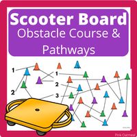 The Scooter Board Obstacle Course Pathways are a fantastic way to work on scooter board skills and motor skills with an added challenge.  Use it for breaks, movement at home, gross motor skills skills and/or use as an intervention for PT, OT, or speech. When you purchase this resource, you will receive a PDF file.    Read more details below.