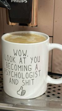 Elevate your coffee breaks with this stylish quote mug, perfect for psychology students and coffee lovers alike. The aesthetically pleasing design features an inspiring message, making it a thoughtful gift or a great addition to your own study space. Enjoy your daily dose of caffeine and inspiration with every sip.