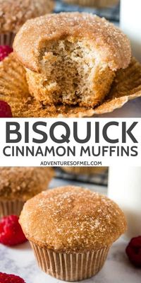 Mix up a quick batch of Bisquick cinnamon muffins, dipped in butter and cinnamon sugar. Simple, easy, melt-in-your-mouth, breakfast and brunch recipe perfect for a quick grab and go breakfast or a holiday brunch!