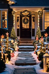 Make a lasting holiday impression with outdoor trees, oversized ornaments, and spectacular lights.
