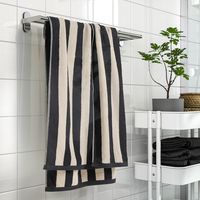 SLÅNHÖSTMAL bath towel, black/light beige stripe, 28x55" - IKEA