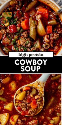 This hearty cowboy soup combines your favorite Tex-Mex ingredients like ground beef, beans, vegetables, and smoky seasonings. Bring the wild west to your kitchen with this budget-friendly and filling soup! It makes great leftovers and is full of healthy ingredients, making it the perfect weeknight meal.