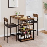 This high kitchen table set with a metal frame, which offers a longer service life and more excellent stability. With the premium MDF Board top, the overall durability would be significantly increased. 3 large storage shelves are perfect for placing tableware, cups, snacks, and wine, providing you with more comfort and convenience.