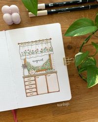 Tea jakoi julkaisun Instagramissa: "Are you ready for August? I decided to share my August cover page a little bit earlier this time! My theme was inspired by my trip to our summer cottage and I talked more about the creating process in my pwm video which is linked in my bio. This theme was really fun to set up and I love how it turned out! 🥰 Oh and the frame on my quote page was inspired by @leelajournals ✨ you should definitely go check out her amazing account if you haven’t already! Suppli