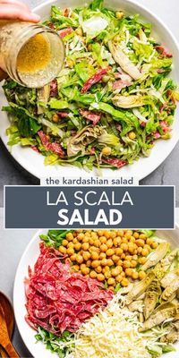 Click over and make the viral Kardashian salad called La Scala salad. This is an easy chopped salad recipe loaded with salami, marinated artichokes, and chickpeas and tossed with a delicious tangy dressing.