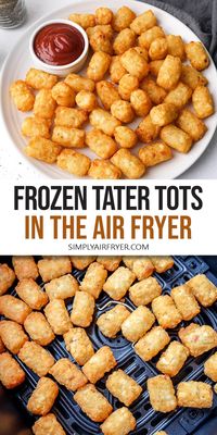 Want to make air fryer frozen tater tots? These tater tots turn out deliciously crispy making them an easy snack or side dish. 