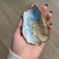 Custom Oyster Shell/noaa Chart/map, Unique Gift Idea, Favorite Port /harbor, Wedding/anniversary/engagement, Hostess Gift, Ornament Option - Etsy