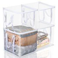 PRICES MAY VARY. Clear Zippered Organizers: you will receive a set of 4 pcs zipper storage bags for clothes for clothing, linens, and more, measuring about 12''x12''x12'' with spacious storage capacity, sturdy straps and large carrying volume, appropriate for moving, college dorms or storage Quality Materials: our large clear plastic bags for storage are made from a strength PVC material that is built to last; The clear material gives your items security, while keeping them safe; The transparent