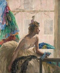 The Little Dancer. Ethel Leontine Gabain (French/English, 1883-1950). Oil on canvas. McLean Museum and Art Gallery. Gabain’s female figures are mainly solitary, largely marooned in their empty interiors, streetscapes and landscapes. Human interaction – except in her later war art- was kept to a minimum. The pervading sense of loneliness and isolation is reflected in her intuitive empathy for the female condition in the modern century.