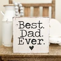 "+ Best Dad Ever Sign, Gift For Dad, Fathers Day, Small Wood Sign + SIZE- each mini is around 5.5\"x5.5\" & does not include a saw tooth hanger but if you would like one please add it into \"message to buyer\" section at checkout! 7.5\"x8\" DOES include a hanger + Every sign is cut, sanded and hand painted by me. They are hand painted with chalk/acrylic paints. Each one is distressed and dry brushed by hand so no two will be exactly alike. + Every piece of wood is unique with knots, cracks, hole