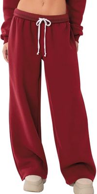 HeSaYep Women's Fleece Lined Sweatpants Wide Leg Thermal Winter Warm Baggy Sweat Pants with Pockets