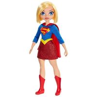 Fans of DC Super Hero Girls can discover their own inner heroes with these action dolls. Fearless, strong, and a rebel rocker -- this Supergirl doll is ready to save the day in her iconic outfit designed with her signature logo and colors. She makes a powerful fashion statement with her removable shiny cape, sparkly red skirt, blue top, and boots. Fans will love her Super Hero look, with her strong build and edgy short hairdo, just like in the show. She can stand alone for powerful posing and