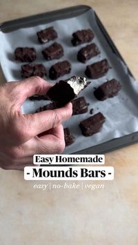 Enjoy a delicious combination of dark chocolate and sweet coconut with this easy homemade Mounds bar recipe (also known as Bounty Bars).