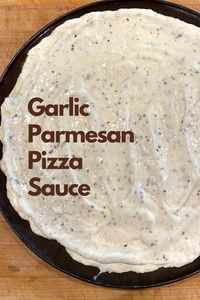 Garlic Parmesan Pizza Sauce is a delicious, garlicky white pizza sauce. The creamy, cheesy topping is an excellent change of pace from red sauce on pizza. It’s easy to make from scratch and is ready in about 10 minutes.