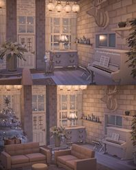 acnh white christmas soft glow winter living room inspo house inside