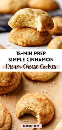 Quick and easy, these cinnamon cream cheese cookies are perfectly balanced, soft, fluffy, and creamy pillows that melt in your mouth.