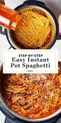 Instant Pot Spaghetti and meat sauce. Need recipes and ideas for fast and easy dinners you can make in minutes? This homemade electric pressure cooker pasta meal is genius. Made with jarred pasta sauce, ground beef, noodles, and water. Great for picky eaters and perfect for beginners if you're looking for a simple foolproof budget friendly meal to try for your first recipe.