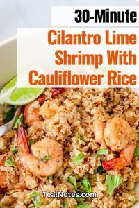 Looking for a delicious and quick lunch option? Teal Notes presents the ultimate solution with our 30-Minute Cilantro Lime Shrimp With Cauliflower Rice. This healthy, flavorful dish is perfect for everyone and is sure to satisfy your cravings. Experience the amazing blend of cilantro and lime that will leave you craving for more. Don't miss out – get your free printable meal planner now for this inexpensive delight and start enjoying a mouthwatering meal in no time!