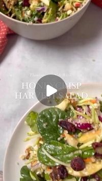 Make Smoothies Enjoy on Instagram: "HONEYCRISP HARVEST Salad 🍎🥗 Great content by @thedailytayste. Follow her for more amazing content like this!

 I’m bringing you 5 new recipes as part of Thanksgiving Side week & we’re kicking it off with a festive salad for anyone wanting to keep things light & fresh!! Tons of texture, flavor & nutrients to power you through all those rich Thanksgiving foods 😉

Maple mustard vinaigrette:
1/2 c olive oil
1/4 c apple cider vinegar
2 tbsp Dijon mustard
2 tbsp maple syrup
1/2 tsp garlic powder
1/4 tsp of both salt & pepper

For the salad:
1 large container salad greens (spinach/arugula or spring mix is best!)
1 large honeycrisp apple, sliced into small sticks
1 c candied walnuts (*see note)
1 c cooked & cooled quinoa
1/4 large red onion, thinly sliced
2 c