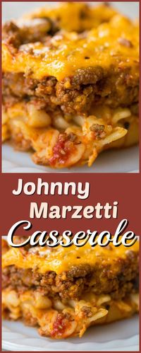 Johnny Marzetti Casserole, the classic Midwest dish that is the perfect comfort food! Recipe from @kitchenmagpie. #recipe #casserole