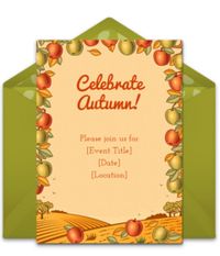 Tons of free Fall invitations. We love this “Apple Orchard” online invitation for a day spent apple picking. Great digital alternative to DIY paper options.