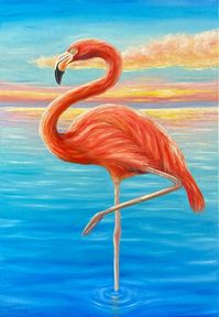 Flamingo Painting Original Flamingo Nursery Wall Art Bird Oil - Etsy