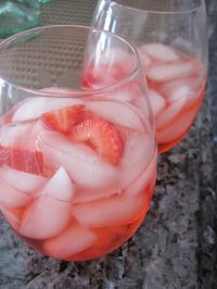 White Strawberry Sangria - white wine, strawberry schnapps, fresh strawberries