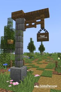 A signpost design which uses spruce wood, stone brick walls and more, great for any minecraft world. 👆 Tap on the picture for the short tutorial. #minecraft #minecraftdecoration #minecraftsignpost #minecraftideas #minecraftsurvival #minecraftbuildingideas #build #minecraftstreetsign #minecraftaesthetic