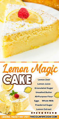 Lemon Magic Cake is a simple layered cake featuring a cake layer and a pudding layer that is surprisingly made from only one batter!