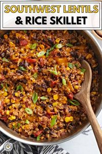 Southwest Lentils and Rice Skillet