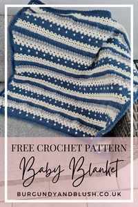 A free crochet baby blanket pattern with lots of different stitches to keep it fun and interesting to work on. In DK it is a light and airy baby blanket that is suitable for summer while keeping a baby snuggly.