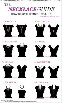 Mix n Match HK | Blog | The Necklace Guide: How to Accessorize Different Necklines, Neckline Cheat sheet | Learn how to find the perfect necklace for different necklines (Visit our site for more details)