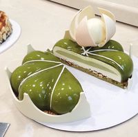 Components: cake, mousse, lime glaze Flavor: pistachio, lime, and lemon Texture: cake- crunchy, mousse- sponge, glaze- smooth