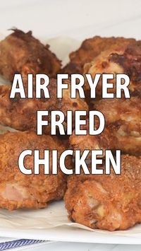 Perfectly seasoned, incredibly tender fried chicken. You'd never guess this crispy Air Fryer Fried Chicken was made using a tiny fraction of the oil called for in traditional methods! #airfryerrecipes #airfryer #friedchicken #chickenrecipes #healthyrecipes