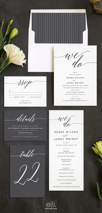 We Do Wedding Invitation Suite in grey and white