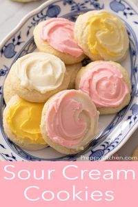 Soft and fluffy Sour Cream Cookies topped with a classic buttercream frosting. These cookies are super delicious and so easy to make, with no chilling time required you can whip up a batch in no time!