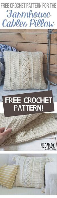 FREE Crochet Pattern for Farmhouse Pillow Cover with Cables — Megmade with Love