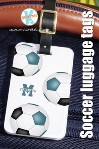 ad: Easy-to personalize luggage bag tags for soccer players | many more team color combinations are available #soccerluggagetags #soccerbagtags #travelsoccer #soccerteamspirit