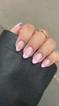 pink, pink nails, nails, french nails, aesthetic, trendy, popular, preppy, fashion