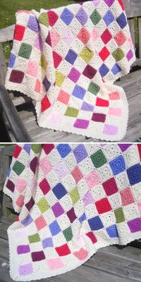 Crochet Square Battenberg Blanket - Free Pattern | Crochetpedia